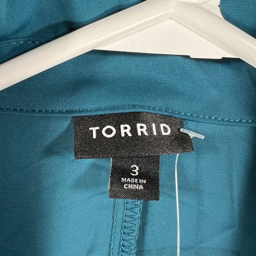 Torrid Maxi Dress Womens 3 Teal Collared V Neck Long Sleeve Plus Size Flowy New - Picture 2 of 10